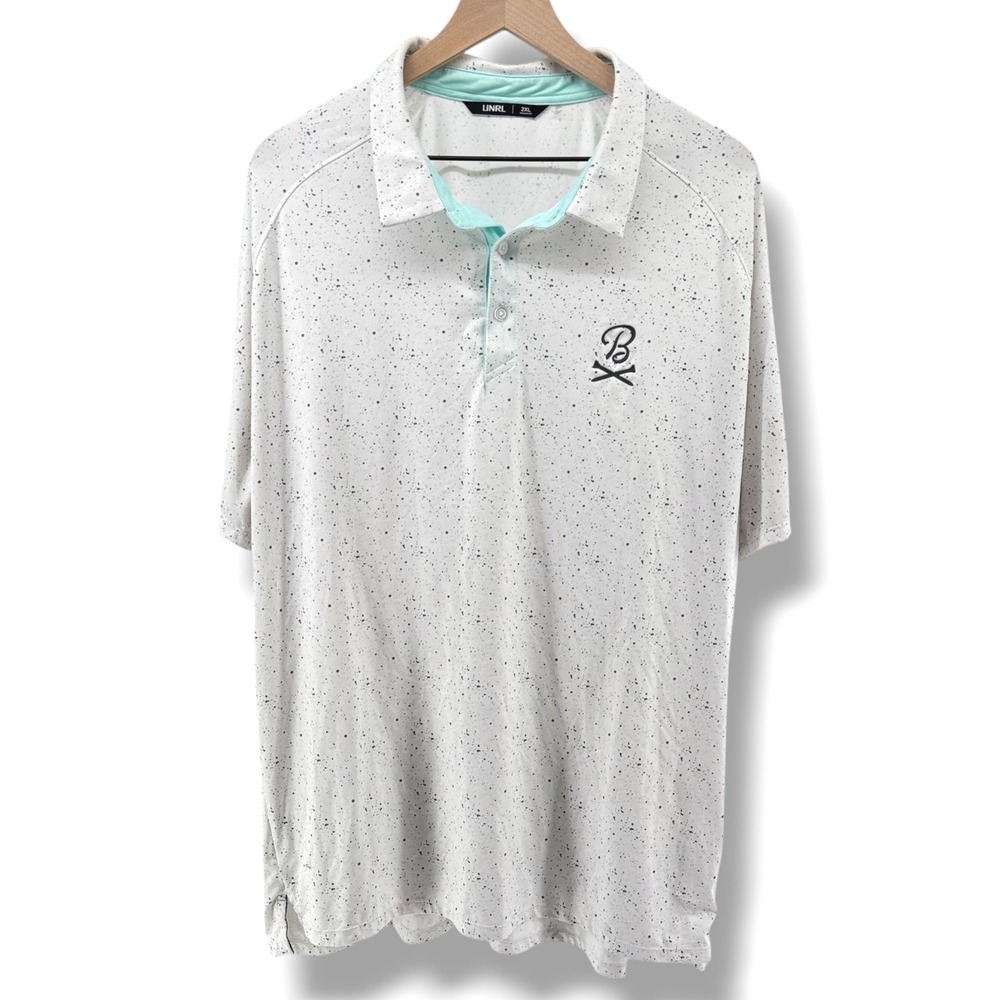 UNRL x Barstool Sports Golf Polo Shirt‎ Men 2XL White Speckled Athletic LIMITED